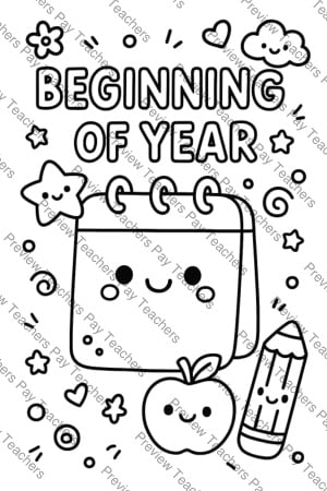Beginning of Year Coloring Pages Activity Sheet Sample Preview Page 1 for Students