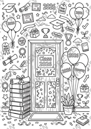 Class of 2026 Coloring Pages Activity Sheet Sample Preview Page 1 for Students