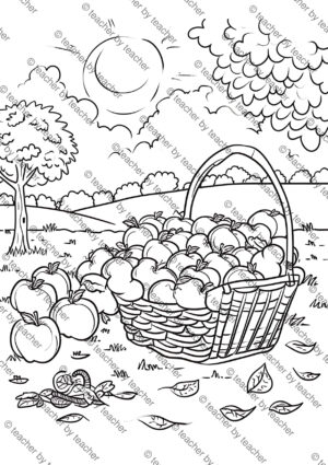 Apples Coloring Pages Activity Sheet Sample Preview Page 1 for Students