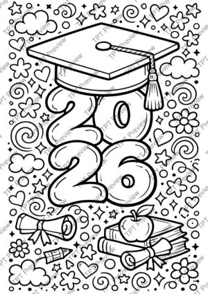Class of 2026 Coloring Pages Activity Sheet Sample Preview Page 1 for Students