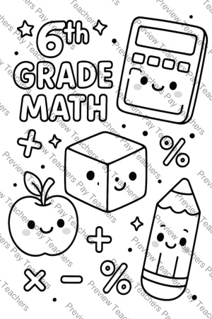 6th Grade Math Coloring Pages Activity Sheet Sample Preview Page 2 for Students
