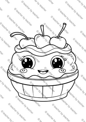 Desserts coloring pages sample 2 showing triple scoop ice cream waffle cone