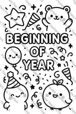 Beginning of Year Coloring Pages Activity Sheet Sample Preview Page 2 for Students
