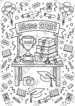 Class of 2026 Coloring Pages Activity Sheet Sample Preview Page 2 for Students