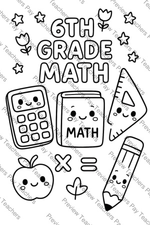 6th Grade Math Coloring Pages Activity Sheet Sample Preview Page 2 for Students