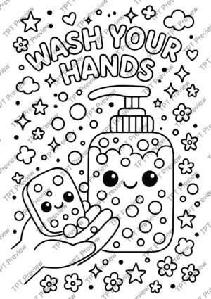 Handwashing Coloring Pages Activity Sheet Sample Preview Page 3 for Students