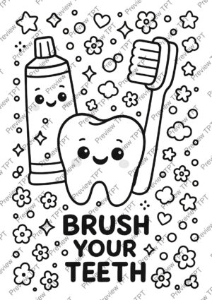 Dental Hygiene Coloring Pages Activity Sheet Sample Preview Page 3 for Students