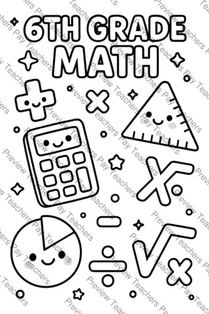 6th Grade Math Coloring Pages Activity Sheet Sample Preview Page 3 for Students