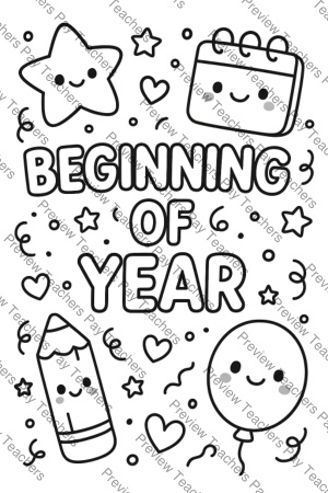 Beginning of Year Coloring Pages Activity Sheet Sample Preview Page 3 for Students