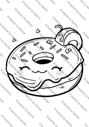 Assorted Donut Box Coloring Page for Classroom Art Stations