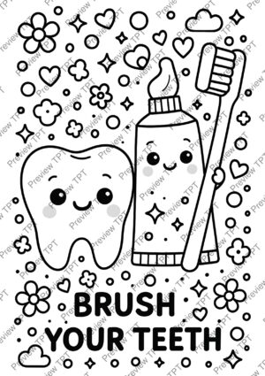 Dental Hygiene Coloring Pages Activity Sheet Sample Preview Page 3 for Students