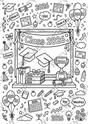 Class of 2026 Coloring Pages Activity Sheet Sample Preview Page 3 for Students