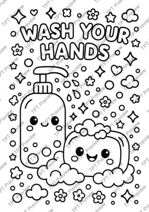 Handwashing Coloring Pages Activity Sheet Sample Preview Page 4 for Students