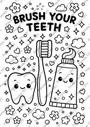 Dental Hygiene Coloring Pages Activity Sheet Sample Preview Page 4 for Students