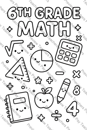6th Grade Math Coloring Pages Activity Sheet Sample Preview Page 4 for Students
