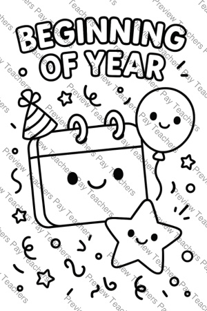 Beginning of Year Coloring Pages Activity Sheet Sample Preview Page 4 for Students