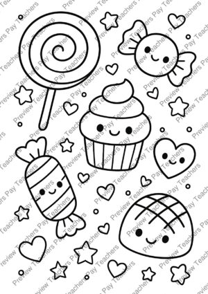 Candy Coloring Pages 2 Coloring Pages Activity Sheet Sample Preview Page 4 for Students