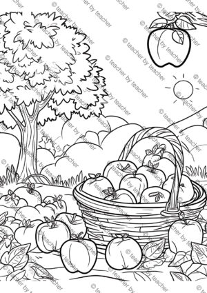 Apples Coloring Pages Activity Sheet Sample Preview Page 4 for Students