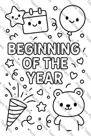 Beginning of Year Coloring Pages Activity Sheet Sample Preview Page 5 for Students