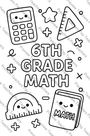 6th Grade Math Coloring Pages Activity Sheet Sample Preview Page 5 for Students