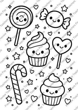 Candy Coloring Pages 2 Coloring Pages Activity Sheet Sample Preview Page 5 for Students