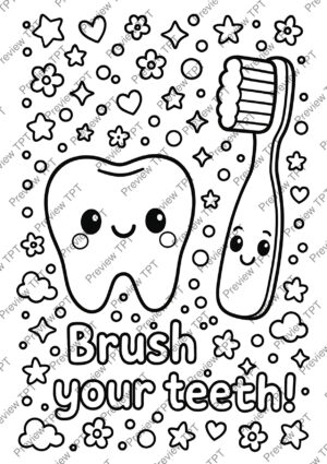 Dental Hygiene Coloring Pages Activity Sheet Sample Preview Page 5 for Students