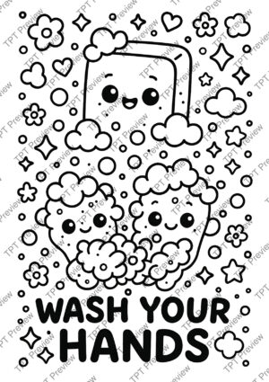 Handwashing Coloring Pages Activity Sheet Sample Preview Page 5 for Students