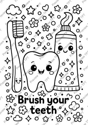 Dental Hygiene Coloring Pages Activity Sheet Sample Preview Page 5 for Students